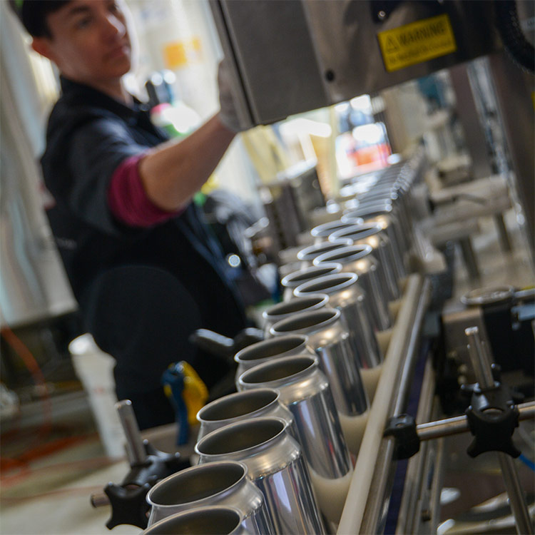 Lindsey operating the canning line